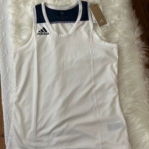adidas Performance Clima365 Men Small White Blue Sleeveless Basketball Jersey